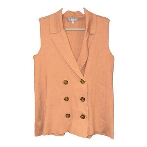 Marled Double-Breasted Sleeveless Blazer Vest Tan Size XL ARB